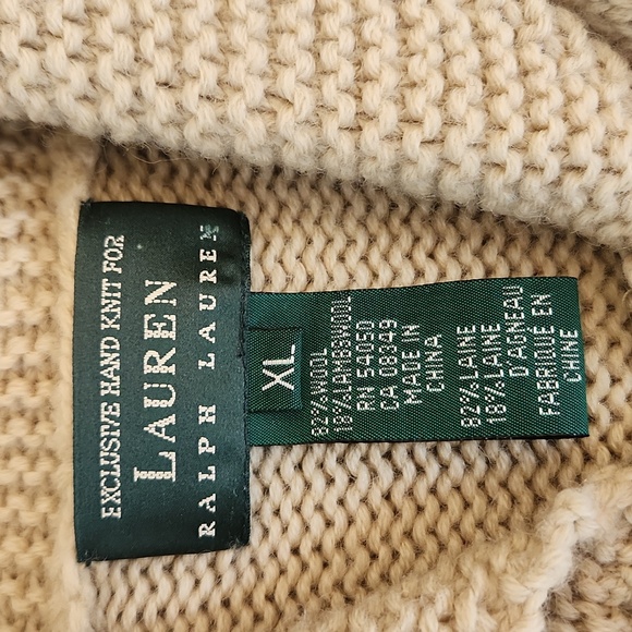 Vintage 90s Lauren Ralph Lauren Hand Knit Cowichan Scenic Landscape Dog Sweater - Picture 5 of 5